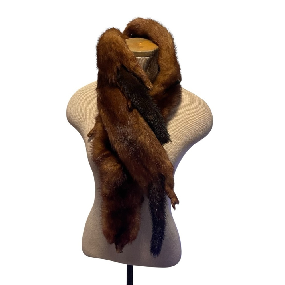 Vintage Real Soft Mink Fur Tail Scarf Shawl Collar for Stylish Accessorizing